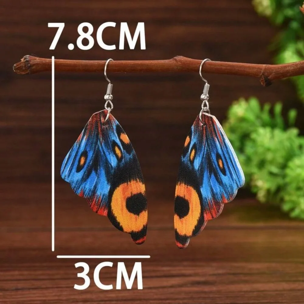 Vibrant Blue and Orange Butterfly Earrings - Picture 3 of 4